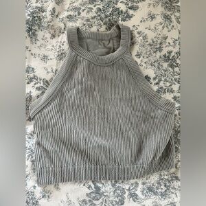 Aerie Light Gray Ribbed Knit crop Top